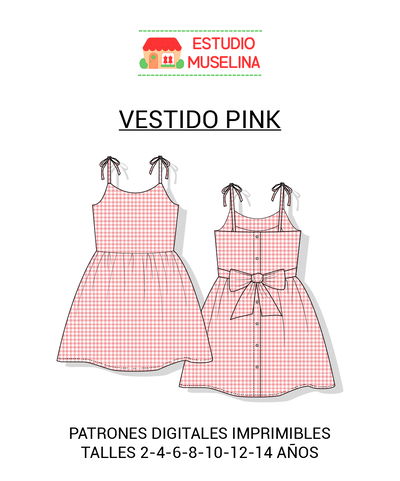 MOLDE DIGITAL VESTIDO PINK - PDF PARA IMPRIMIR + VIDEO TUTORIAL 