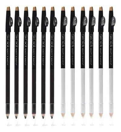 lapiz doble blanco, negro y marron skora