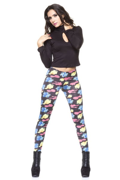 Calza multicolor Drapeada-e/la Cola Con Efecto Push Up