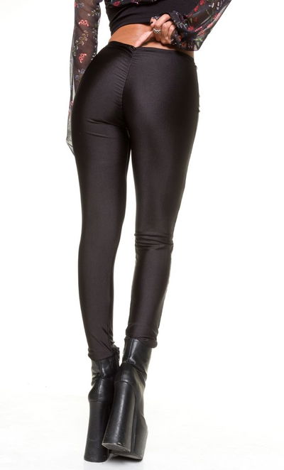 Calza Negra de lycra drapeada efecto Push Up lisa