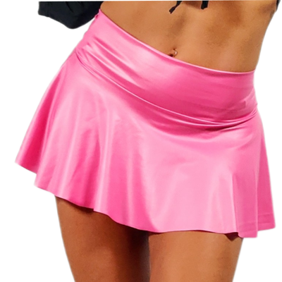 Minifalda Engomada Acampanada Plato Rosa Chiclet