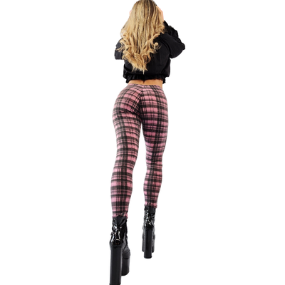 Calza Escocesa Rosa con Negro efecto Push Up 