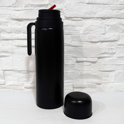 Termo Acero Inoxidable 1L Negro - Media Manija