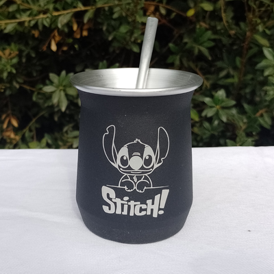 Mate aluminio Stitch con bombilla