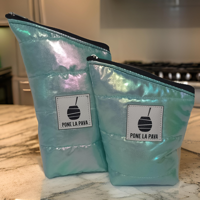 Bags Yerbera y Azucarera Aqua Metalizado - Pone La Pava