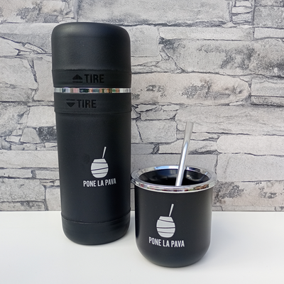 Kit Yerbera y Azucarera 3 en 1 + Ecomate Negro - Pone La Pava