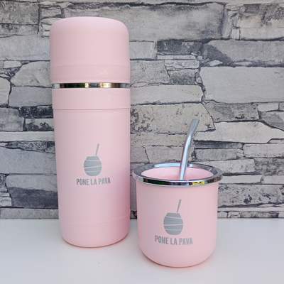 Kit Yerbera y Azucarera 3 en 1 + Ecomate Rosa - Pone La Pava