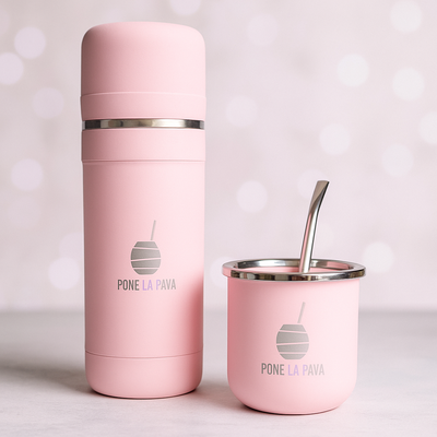 Kit Yerbera y Azucarera 3 en 1 + Ecomate Rosa - Pone La Pava