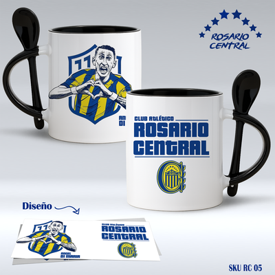 Taza Ceramica con cuchara Rosario Central diseños varios.