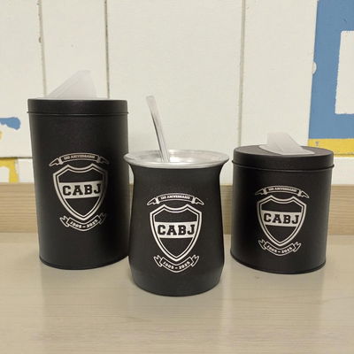 Mate de Aluminio c/bombilla + vertedores Boca Juniors