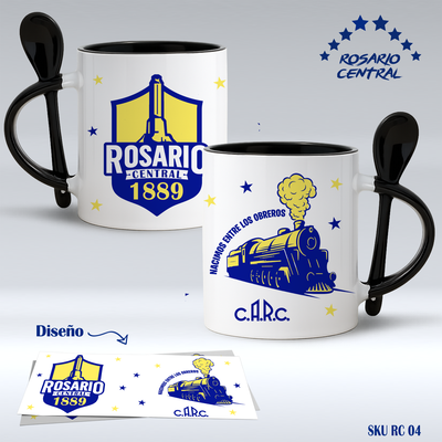 Taza Ceramica con cuchara Rosario Central diseños varios.