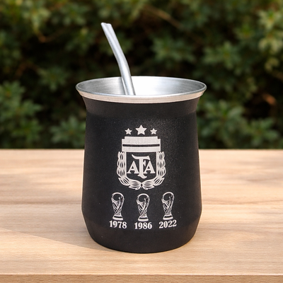 Mate aluminio Argentina con bombilla