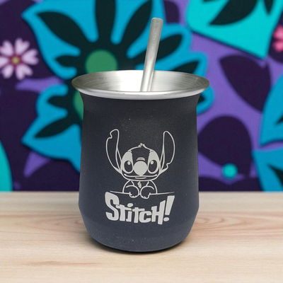 Mate aluminio Stitch con bombilla