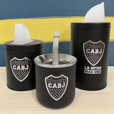 Mate de Acero Inox. c/bombilla + vertedores Boca Juniors