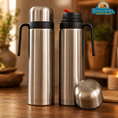 Termo Acero Inoxidable 1L - Media Manija