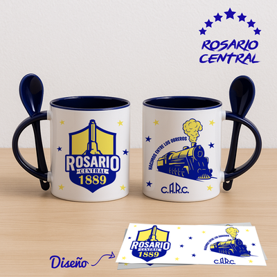 Taza Ceramica con cuchara Rosario Central diseños varios.