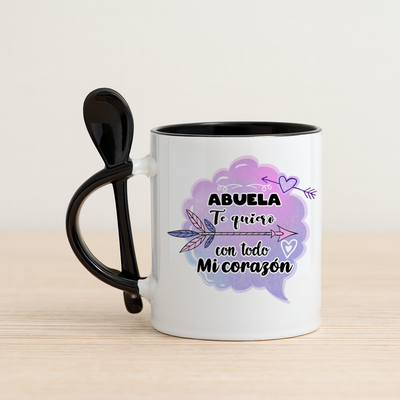 Taza Ceramica con cuchara Día de la Madre diseños varios.