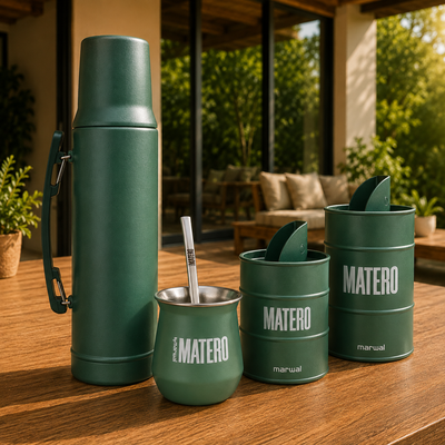 Combo Matero - Termo System 1l + Mate y vertedores Marwal