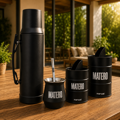 Combo Matero - Termo System 1l + Mate y vertedores Marwal