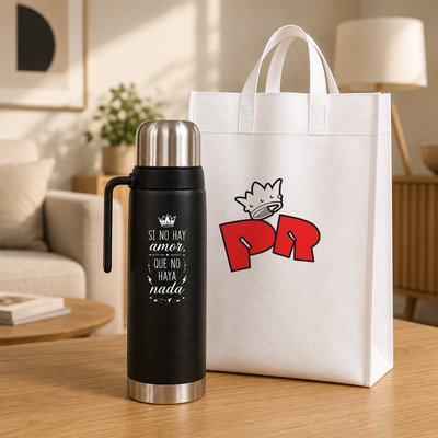 Termo Acero Inoxidable 1L Negro - Personalizado