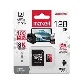 Tarjeta Microsd Maxell 128gb Uh-3 8k A2 180mb/s