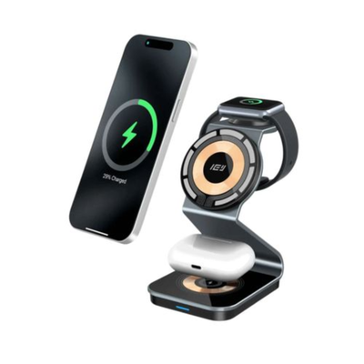 ESTACIÓN DE CARGA IPHONE INALÁMBRICA 3 EN 1 IEY