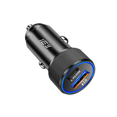 ADAPTADOR DE AUTO CARGA RÁPIDA IEY 30W USB-A Y USB-C