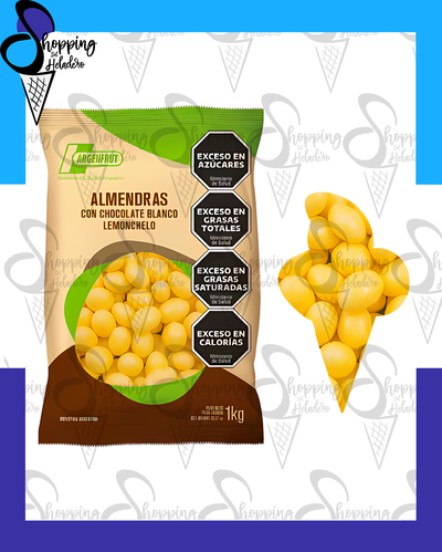 ALMENDRAS BAÑADAS CON CHOCOLATE BLANCO LEMONCHELO ARGENFRUT
