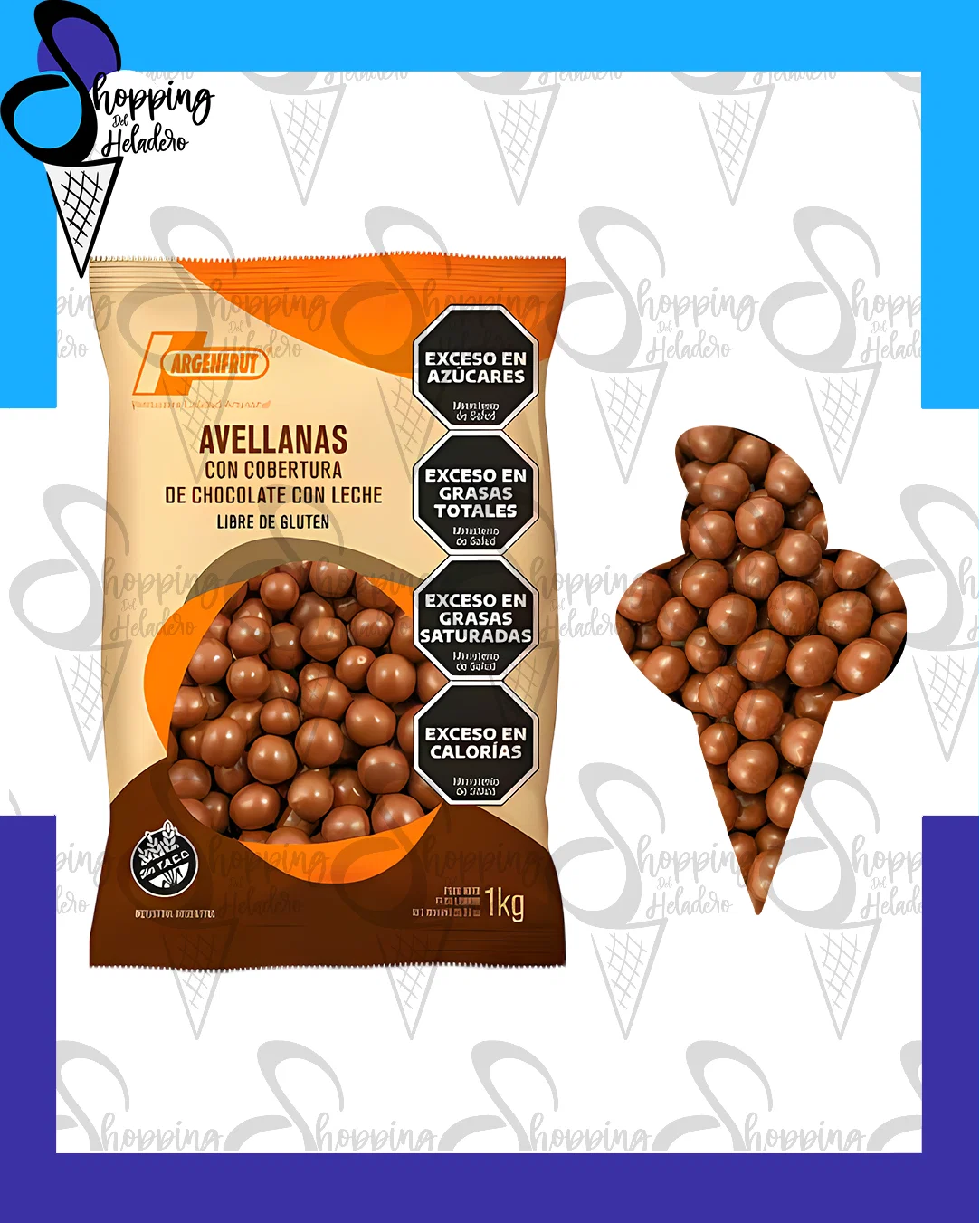 Avellanas con chocolate con leche Argenfrut
