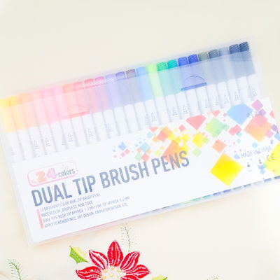Dual tip brush pens x 24 