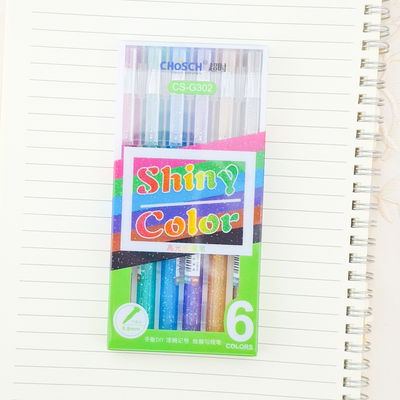 Lapiceras con glitter x 6 unid