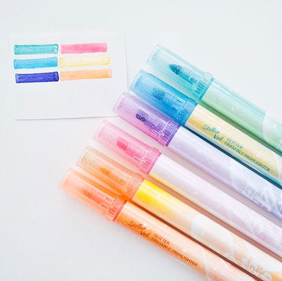 Resaltadores con glitter borrable x 6 unid