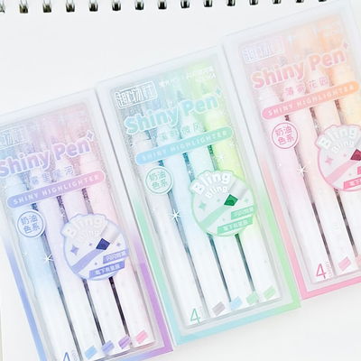 Resaltadores con glitter x 4 unid