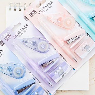 Set de lapicera + corrector + abrochadora