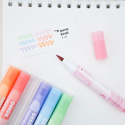 resaltadores punta pincel x 6 unid