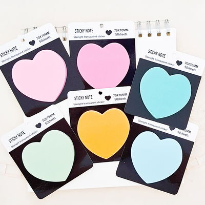 Notas adhesivas transparente corazon