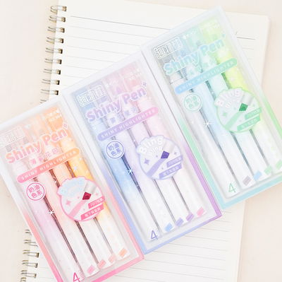 Resaltador con glitter x 4 unid