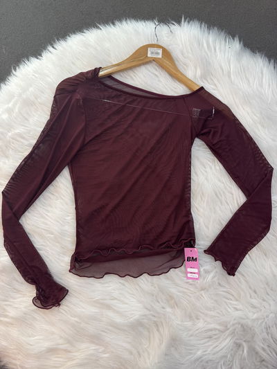 Top Tul bordo manga larga 