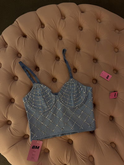 Corset color jean strass