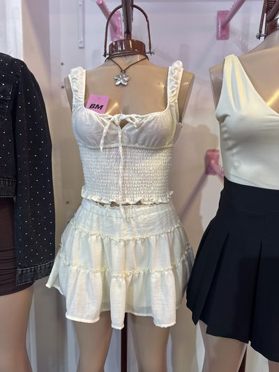 Conjunto ibiza short pollera + top lino