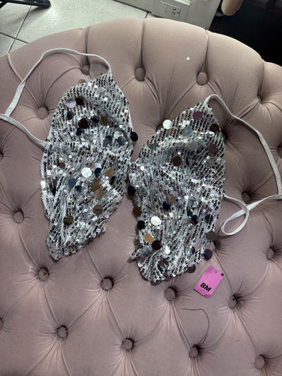 Top brilli plateado espalda descubierta