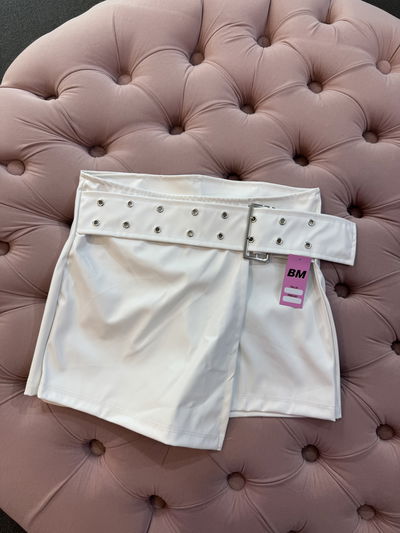 Short pollera eco cuero blanco 