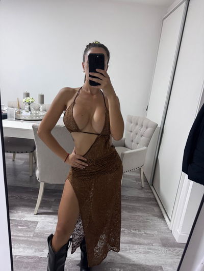 Vestido calado marron corpi 