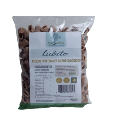 Fideos de Trigo Integral TUBO Masabia Agroecológicos x 300g 