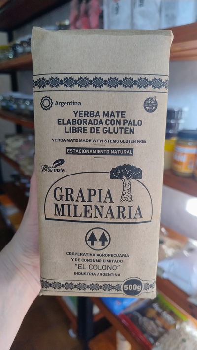 Yerba Grapia Milenaria con palo x 500g