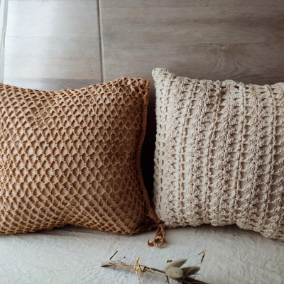 Funda al crochet,  Almohadón tierra