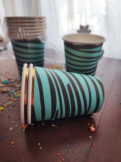 Vaso polipapel cebra azul con dorado