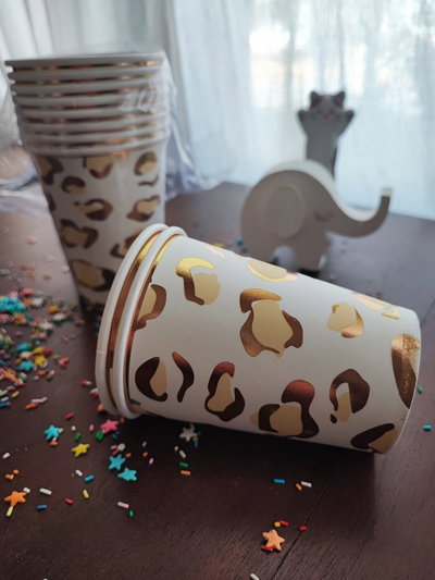 Vaso polipapel leopardo dorado