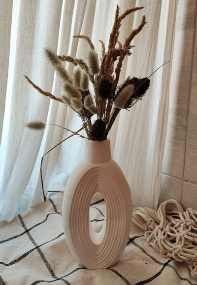 Florero oval rayado