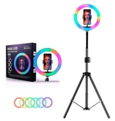 Aro Selfie 26Cm Rgb + Tripode 2.1M Metal